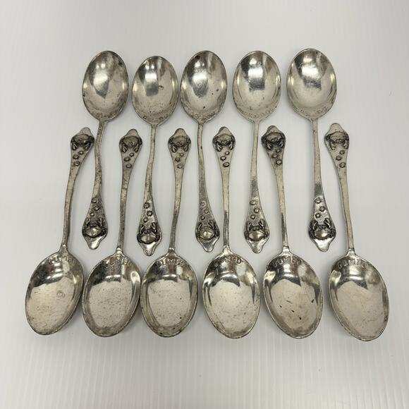 Lot Of 11 Gumbo Spoons Handmade Basic Spirit Canada Crab Seafood 2004 RARE - Picture 1 of 11